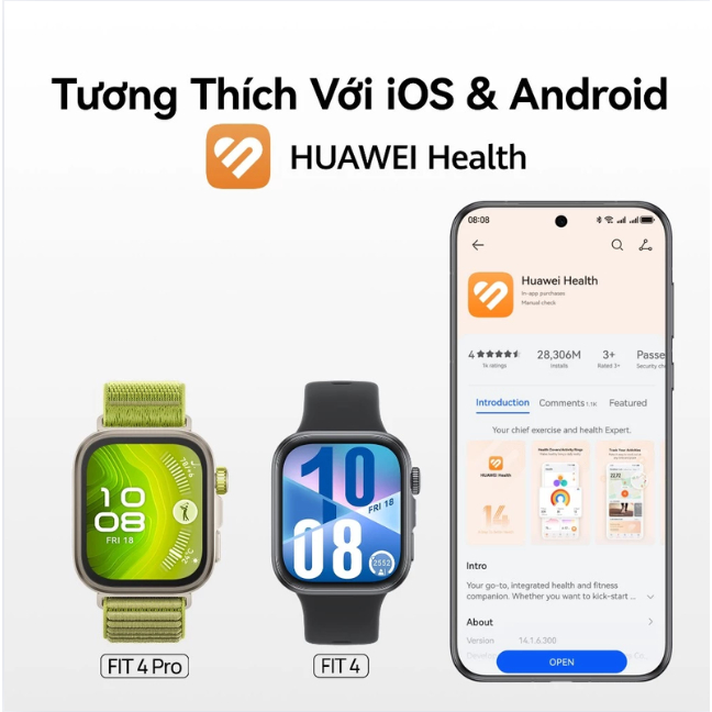 Đồng Hồ Thông Minh HUAWEI WATCH FIT 4 Chính hãng | Mỏng Nhẹ | Thể Thao & Sức Khỏe | Lên Đến 10 Ngày Sử Dụng| ECG* | BigBuy360 - bigbuy360.vn