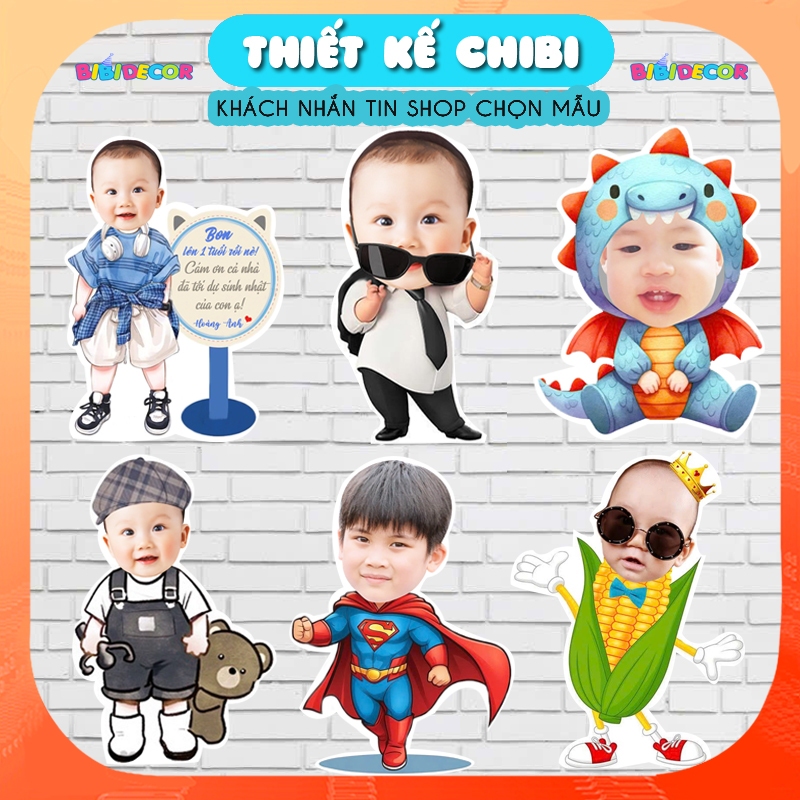 In chibi sinh nhật cho bé trai MIỄN PHÍ THIẾT KẾ Hình chibi trang trí sinh nhật cho bé trai