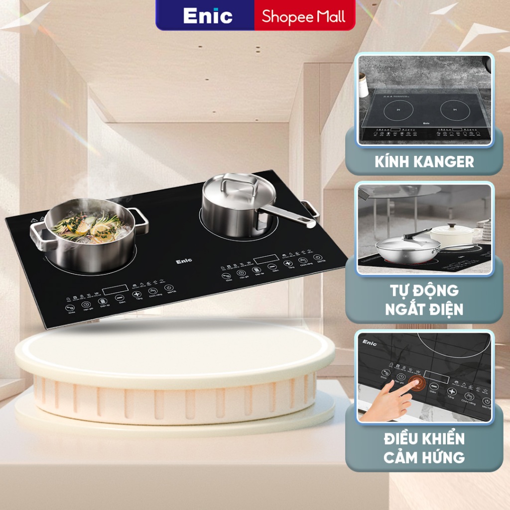 Bếp từ đôi cảm ứng 1 chạm Enic, cao cấp tiện ích không gian bếp