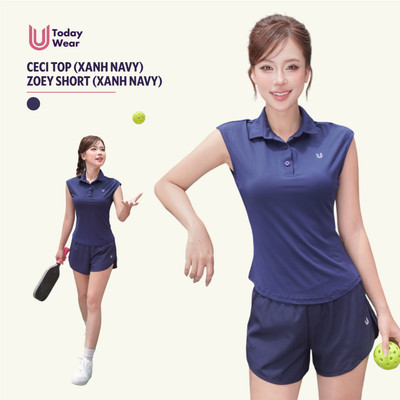 Set bộ đồ thể thao nữ áo polo Ceci Top navy mix quần Zoey Short navy Today U Wear cầu lông chạy bộ tennis pickleball