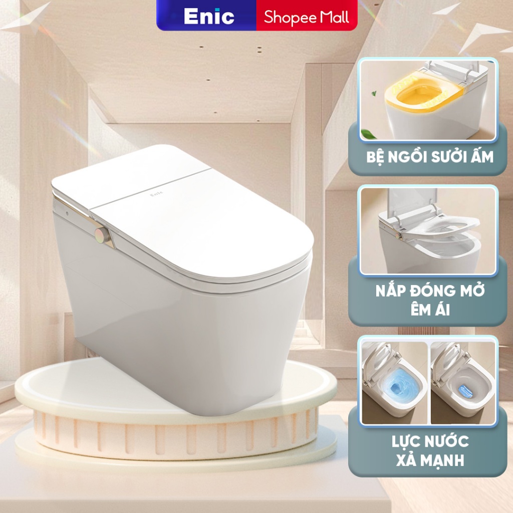 Bồn cầu thông minh Enic Smart F, thiết kế thông minh,chất liệu gốm sứ cao cấp, phủ men nano,kháng kh