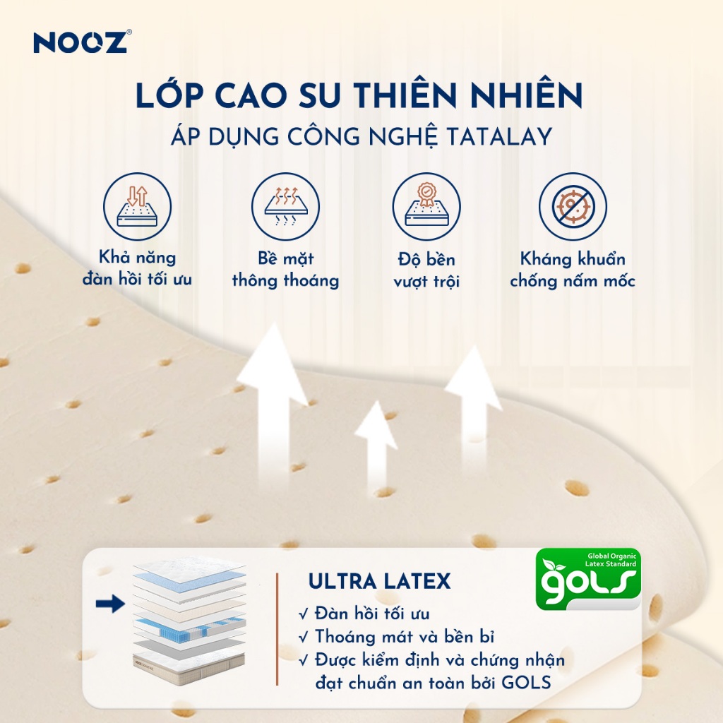 Nệm Foam NOOZ Signature Đệm Cao Su Thiên Nhiên Và Lò Xo Túi Nâng Đỡ 7 Vùng Cơ Thể NOOZ Home Goods | BigBuy360 - bigbuy360.vn