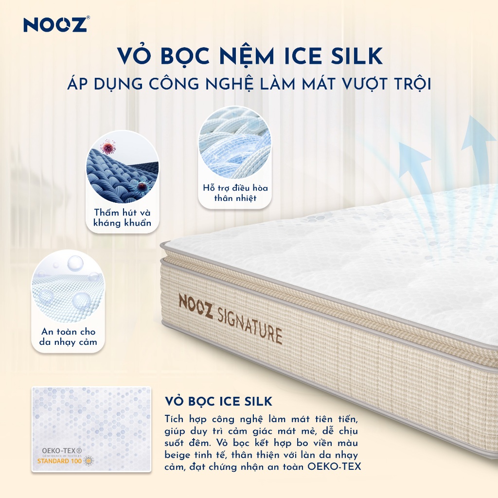 Nệm Foam NOOZ Signature Đệm Cao Su Thiên Nhiên Và Lò Xo Túi Nâng Đỡ 7 Vùng Cơ Thể NOOZ Home Goods | BigBuy360 - bigbuy360.vn