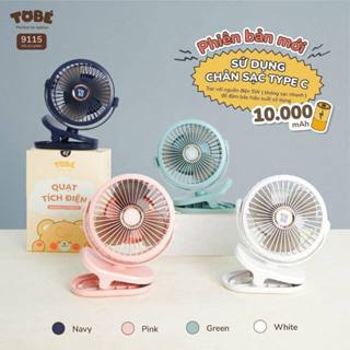 Quạt tích điện mini Tobé 10000 mAh nhỏ gọn kẹp bàn xe đẩy,cầm tay, để bàn cho bé