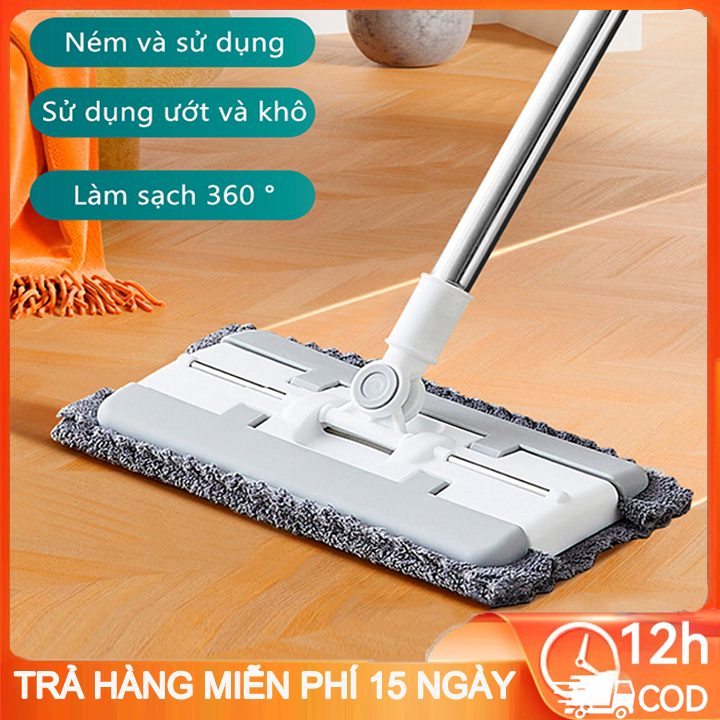  Cây lau kẹp khăn lau nhà lau tủ bếp đa năng Easy xoay 360 độ chổi lau nhà tiện lợi khăn lau dùng 1 lần không cần giặt 