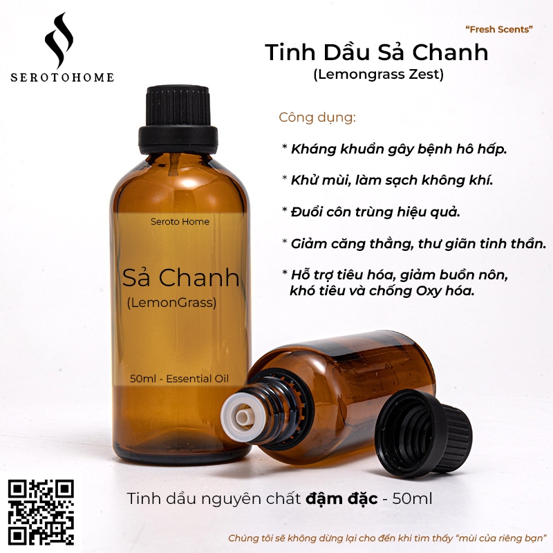 Tinh Dầu Sả Chanh Thiên Nhiên Nguyên Chất Lemongrass Essential Oil Giúp Xông Thơm Phòng Khử Mùi