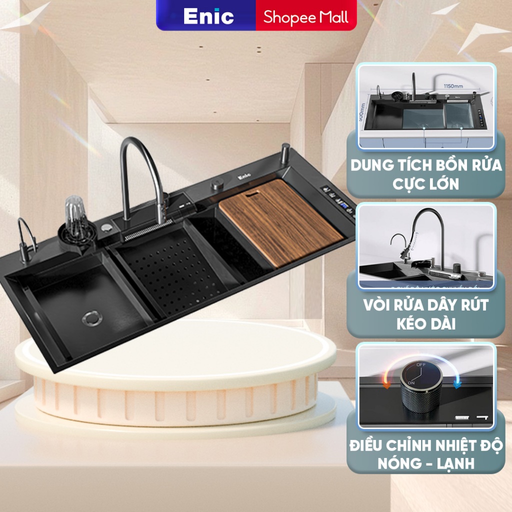 Bồn rửa chén thông minh Enic G09,công nghệ sóng âm làm sạch chuyên sâu,thiết kế hiện đại thông minh