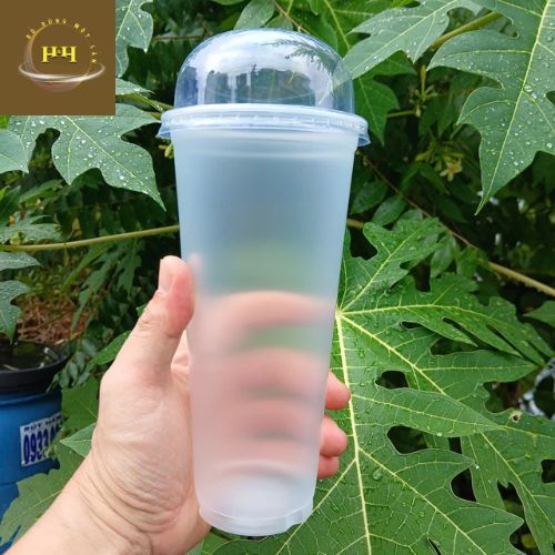 Ly tim mờ, ly tim nhựa PP mềm đục UKP 500ml & 700ml kết hợp cùng nắp tim,nắp cầu tròn, nắp tim