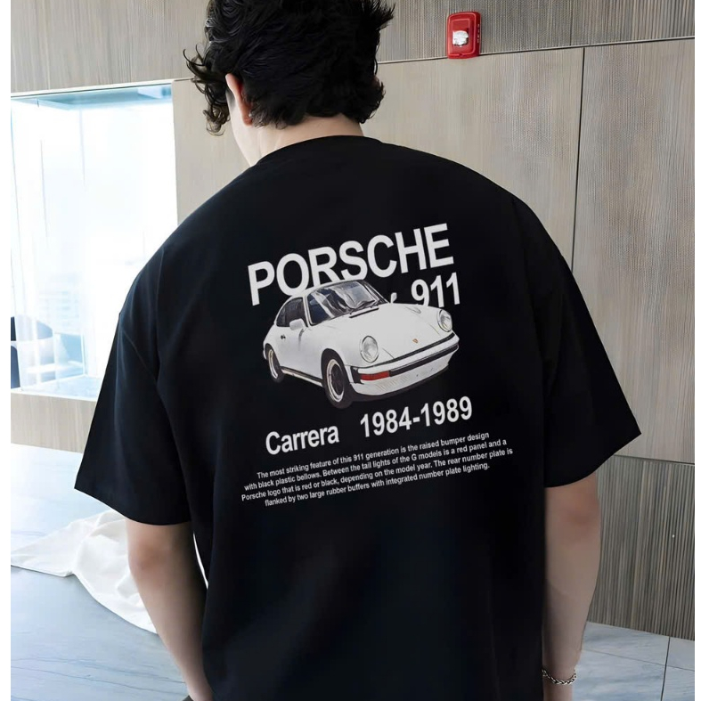 Áo Thun Porsche Pocket cotton tay lỡ form rộng nam nữ cổ tròn Unisex - Áo thun form rộng nam nữ in x