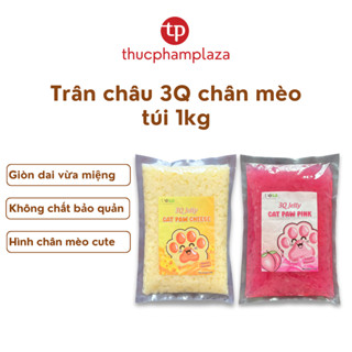 Thạch trân châu 3Q chân mèo Desa vị đào hồng và phô mai gói 1kg topping trà sữa trái cây sữa chua