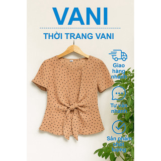 Áo kiểu nữ nơ liền áo phong cách hàn quốc vải lụa tay ngắn