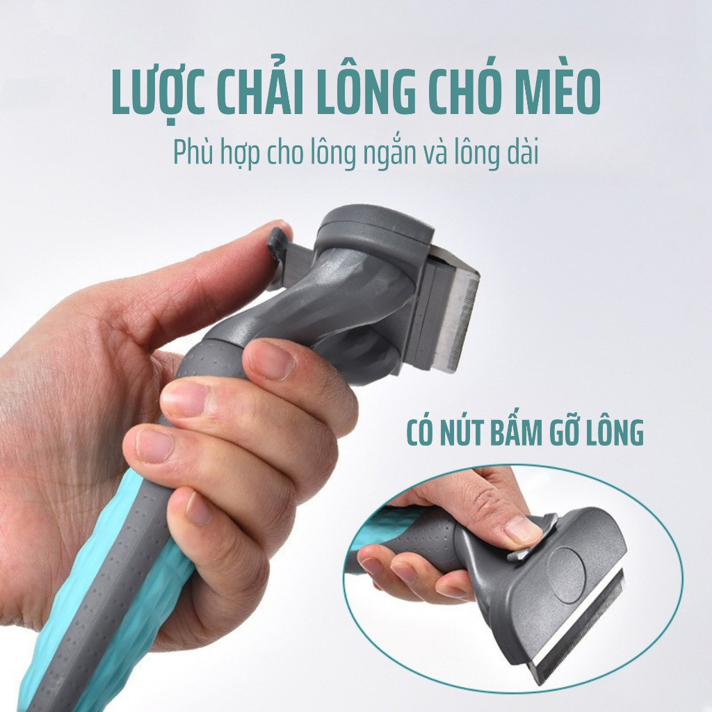 Lược chải lông chó mèo lông ngắn & lông dài | Lược bồ cào có nút bấm gỡ lông lược tỉa lông chuyên dụng