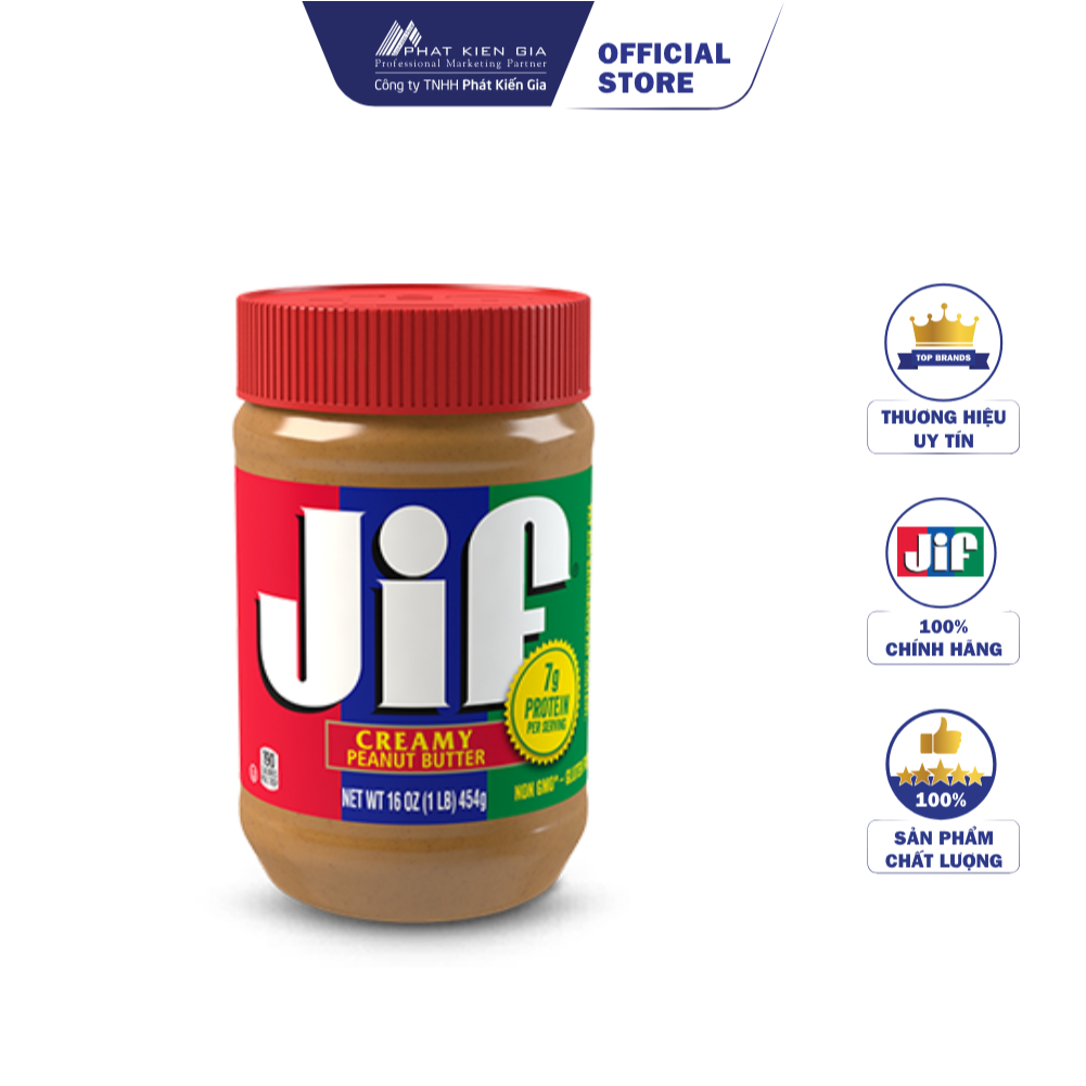 Bơ Đậu Phộng Mịn Jif 454g - Nhập Khẩu Mỹ | Jif Creamy Peanut Butter 454g