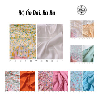 Vải Voan May Áo Dài, Bà Ba (Áo kèm Quần). áo vải voan hoa, quần lụa