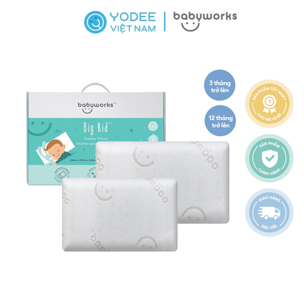 Babyworks Gối ngủ thoáng khí mềm mại, đàn hồi, nâng đỡ đầu và giúp bé ngủ ngon