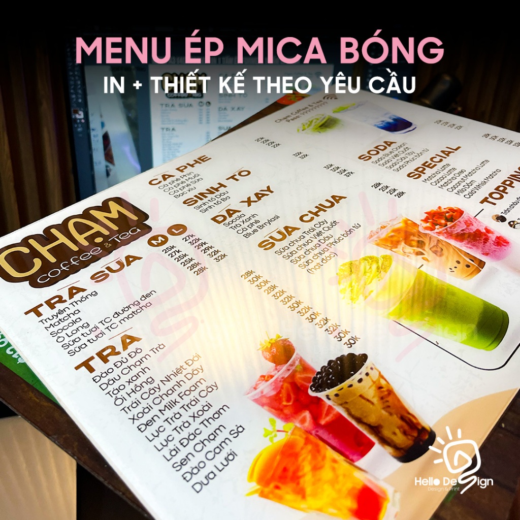 Menu cán mica dày - Menu quán ăn, menu cafe, menu trà sữa - In ấn thiết kế theo yêu cầu