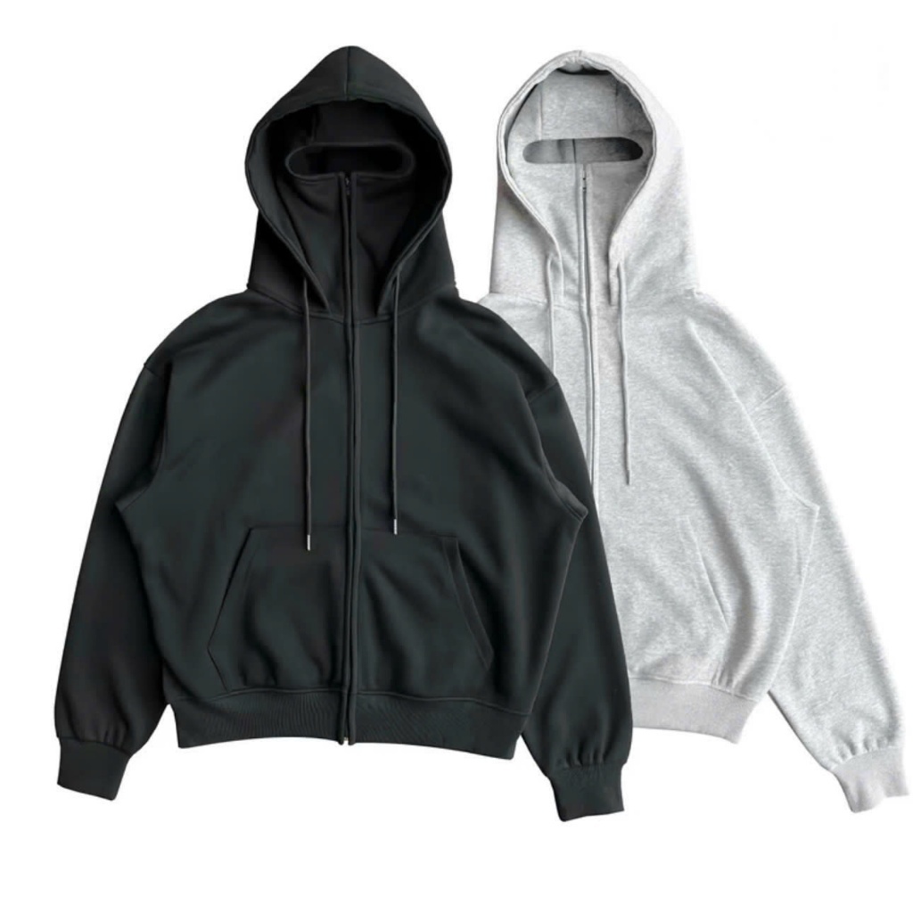 ÁO Khoác Nỉ Hoodie Zip Boxy Balaclava Ninja 2 Mũ GOPYA Thiết Kế Trùm Đầu Form Rộng Nam Nữ Dài Tay Chất Nỉ Dày Dặn | BigBuy360 - bigbuy360.vn