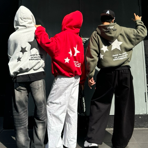 Áo Khoác Nỉ Bông In Nổi Boxy THREE STARS Unisex_SSSTore