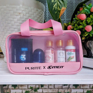 Set Tắm Gội Du Lịch Purite/ X-Men kèm túi lưới gồm: sữa tắm 60ml+ gội 60ml + lăn 20ml