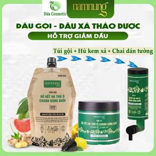  Combo  Túi Refill dầu gội 500ml + Hủ kem xả 220ml  và Chai dán tường thảo dược Nam Nung xanh lá hỗ trợ giảm dầu gàu 