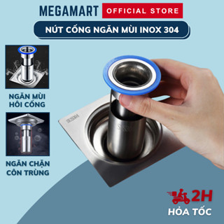 Ngăn Mùi Thoát Sàn Nhà Tắm - INOX 304 - Chống Mùi Hôi Ngăn Vi Khuẩn Trào Ngược Lên - Chặn Mùi Hôi Cống - MEGAMART