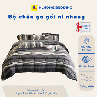  Bộ chăn ga nỉ nhung cáo hàng cao cấp siêu mềm mịn ấm áp set 4 món vỏ chăn ga 2 vỏ gối dày dặn chuẩn 1 