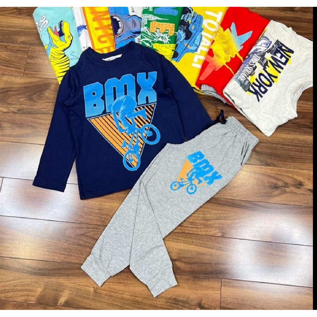 Đồ bộ dài thun HM bmx xanh navy