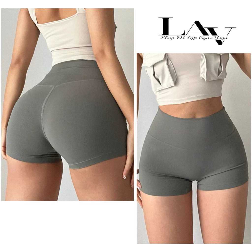 Quần legging đùi , quần short tập gym yoga cạp cao gen bụng chất lulu co dãn 4 chiều - LAV Activewear