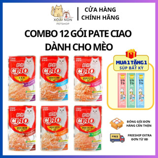 COMBO 12 Gói Pate Ciao Cho Mèo [Gói 60G], Pate Thơm Ngon Khử Mùi Hôi Miệng Cho Bé - Xoài Non Petshop