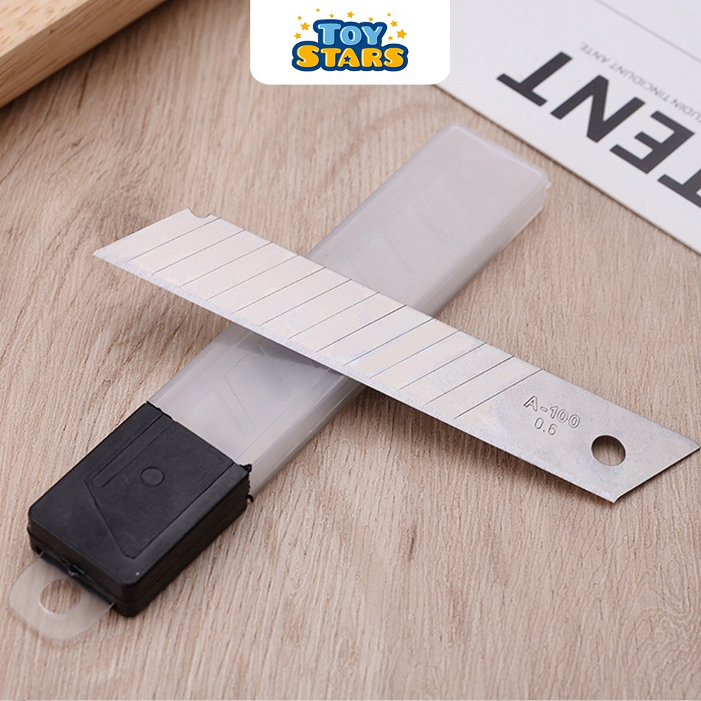 Hộp 10 Lưỡi Dao Dọc Giấy Sơ Cua – Đóng Hộp 10 Lưỡi – Dự Phòng Khi Cần Cắt Giấy, Vật Liệu Nhẹ