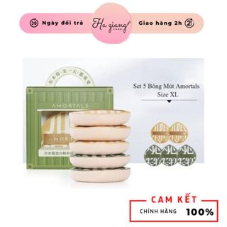  Set 5 Mút Tán Nền AMORTALS Size XL Bông Mút Trang Điểm AMORTALS Set Hộp Mút Cushion Kèm 5 Mút XL AMORTALS Siêu Mềm 