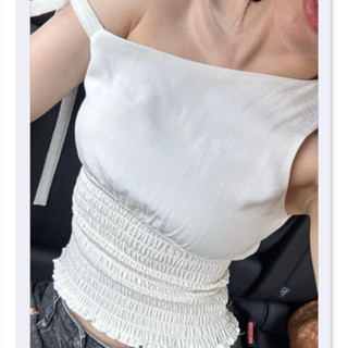 Áo kiểu ôm eo vai lệch thắt nơ chất linen mềm Bow top nhankhaai babilabel