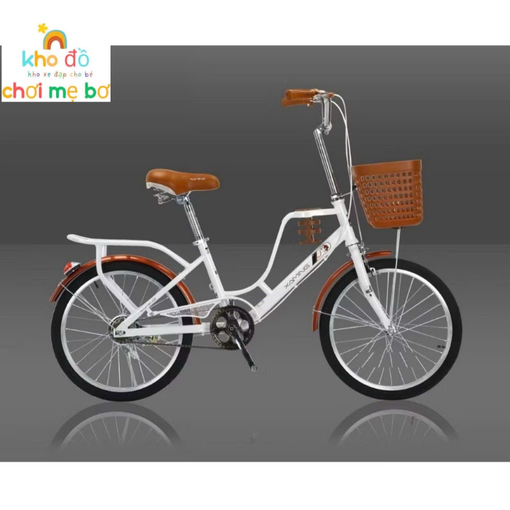 Xe đạp mini xaming khung cong có giỏ để bình nước size 20 22 24 cho bé từ 8 tuổi đến người lớn