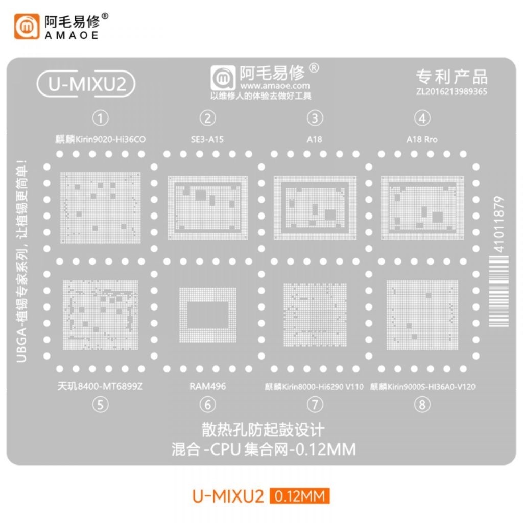 vỉ tạo chân ic MIXU2 Kirin 9000s Kirin 8000 Demensity 8400