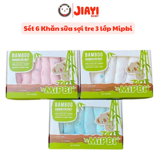 Khăn sữa sợi tre Mipbi 3 lớp cao cấp mềm mịn thấm hút tốt an toàn cho bé  Sét 6 khăn hộp  