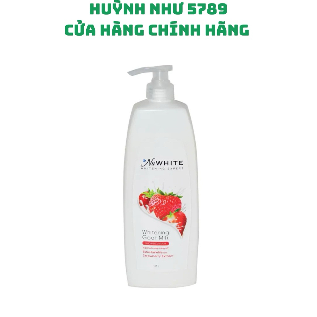 [CHÍNH HÃNG]Sữa tắm NuWhite Whitening tinh chất sữa dê dâu, 1.2 lít