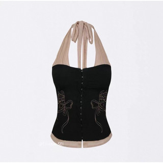   ORDER  Áo yếm vải chỉ thêu phong cách Hàn brand Unique Sei   áo vải mềm k phải corset  