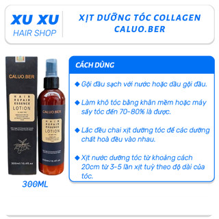  Xịt dưỡng tóc mềm mượt phục hồi tóc khô xơ hư tổn Collagen Hair Repair Essence Lotion CaluoBer 300ml 