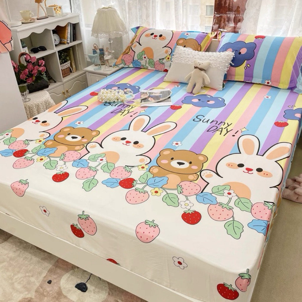 Ga Chống Thấm Cotton 3D Hoạ Tiết, Mềm Mịn, Khô Ráo Bọc Đệm đủ kích thước