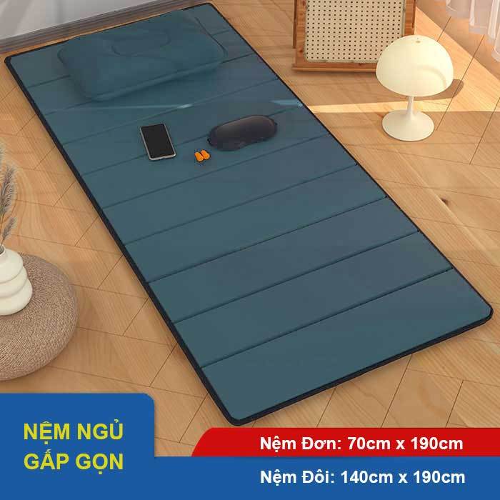 Đệm ngủ văn phòng gấp gọn, nệm đơn cá nhân 1 người nằm, nệm thảm topper trải sàn khổ rộng 2 người - 