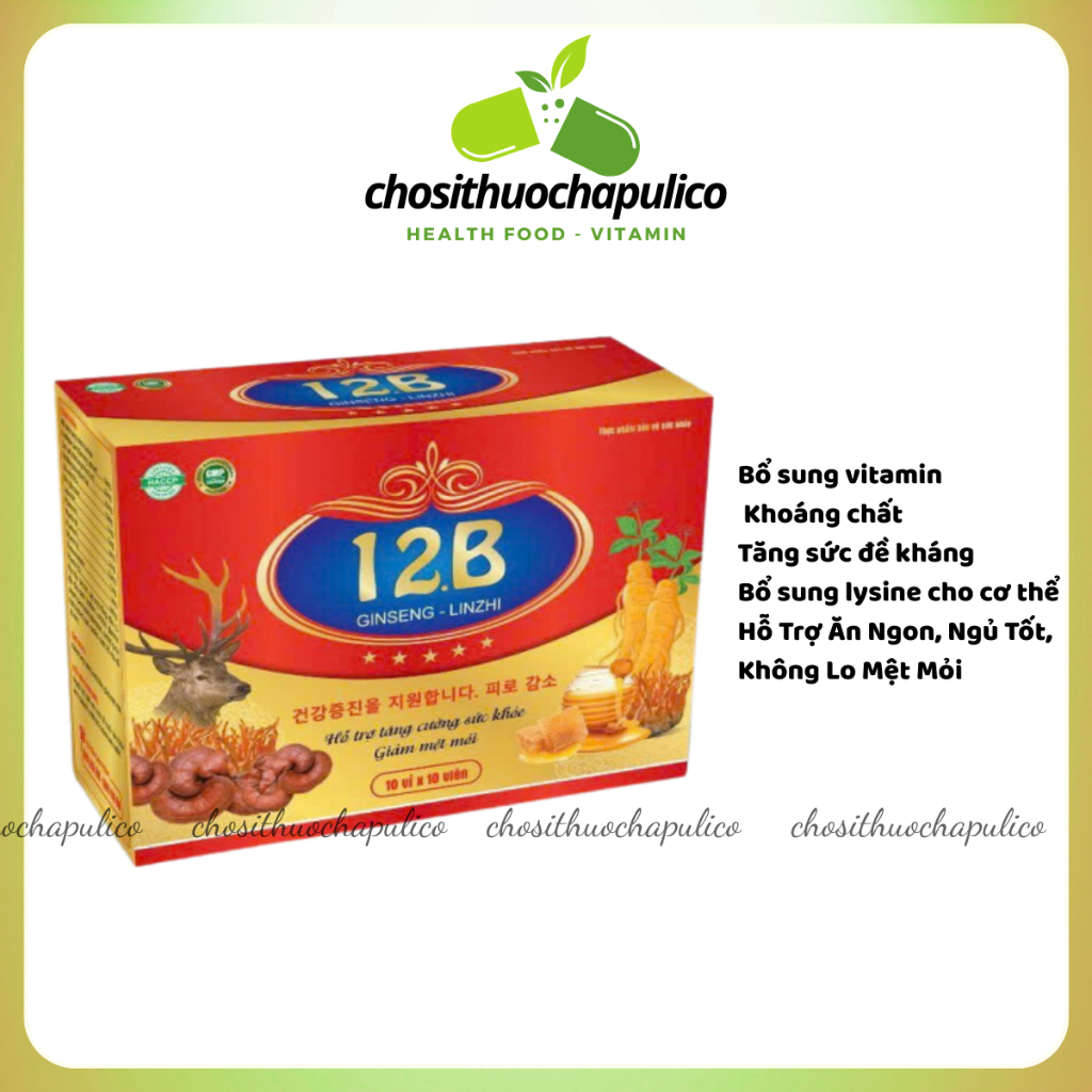 Viên Uống 12B Ginseng Linzhi – Bổ Sung Vitamin, Nhân Sâm Linh Chi, Hỗ Trợ Ăn Ngon Ngủ Tốt, Giảm Mệt 