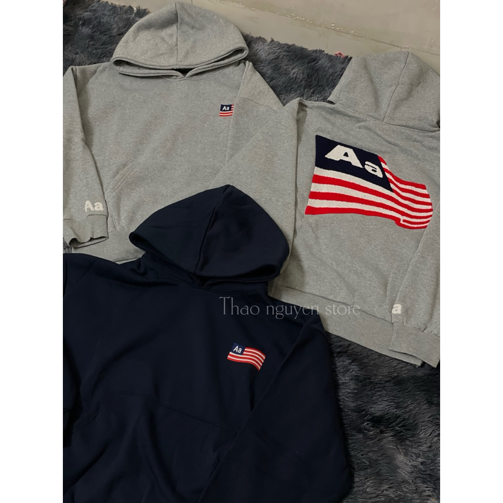 Hoodie Aa stu lá cờ mỹ ( hình thêu xù )