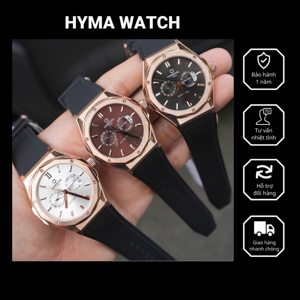 Đồng hồ Nam Carnival 8188G Máy cơ kính sapphire Bảo hành 5 năm Hyma Watch