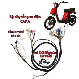  Bộ Dây Tổng Sườn Xe Đạp Điện Cap A Đấu Sẵn Giắc Cắm Cho IC Đổi Nguồn 12V Votol Đầy Đủ Chức Năng 