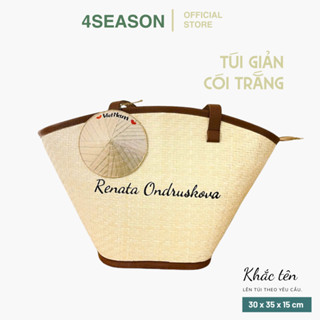Túi Giản Đi Biển - Set Túi Kèm Móc Khóa Nón Lá Thủ Công 4SEASON