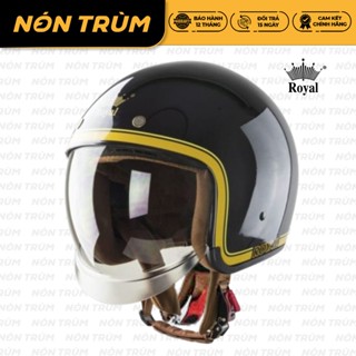 Mũ bảo hiểm 3/4 Royal kính âm M139 tem V10 trắng đen line vàng chính hãng bảo hành 12 tháng