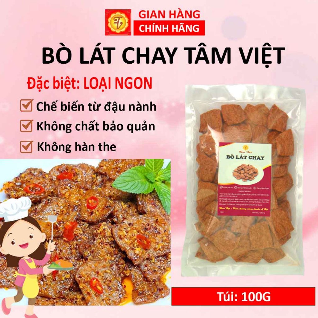 Bò lát chay 100g, sườn bò chay, thịt chay, bò chay, thực phẩm chay, đồ chay khô, chay Tâm Việt