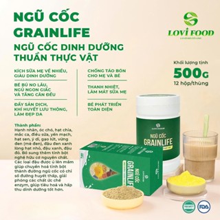 Ngũ Cốc Grainlife Cho Mẹ Sau Sinh, Con Khỏe Mạnh LoviFood Lợi Sữa Không Đường Giảm Cân Hộp 500g