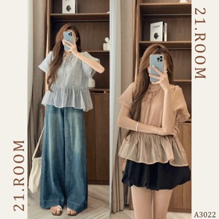  Áo Babydoll Nữ Chất Tơ Óng Cổ Nơ Tay Bồng Dáng Rộng 21.ROOM A3022 