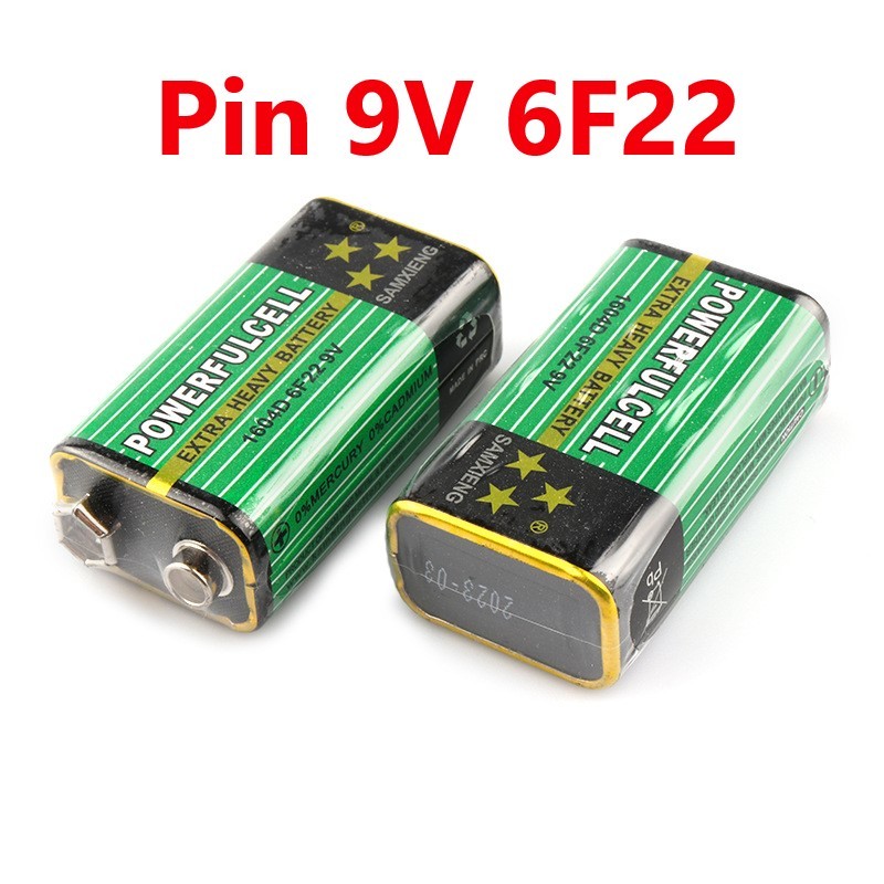 Pin 6F22 Carbon 9V Loại Xịn Màu Ngẫu Nhiên, Pin 9V